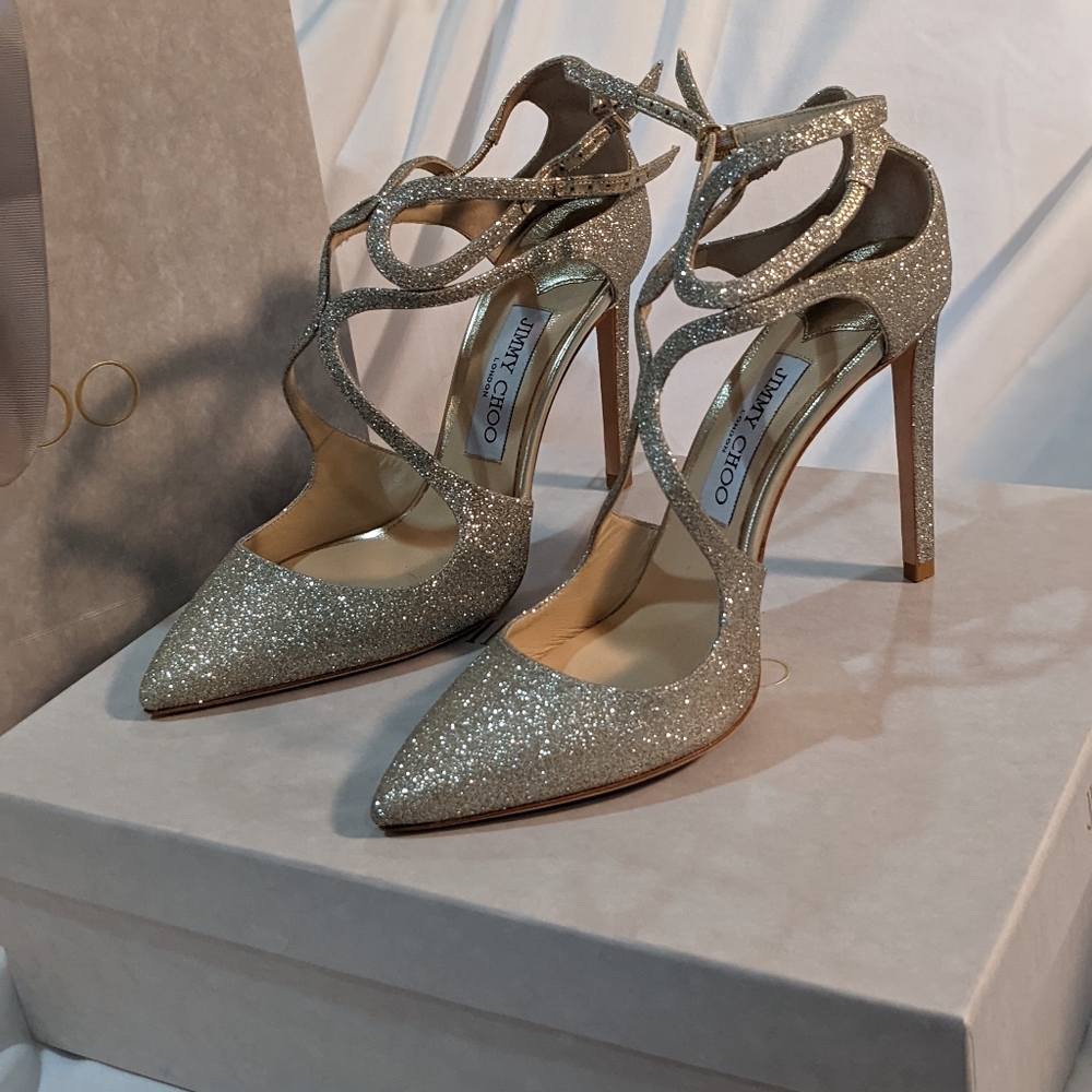 Jimmy choo Full Inclusion gold sparkle heels - Picture 9 of 10